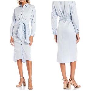 Antonio Melani Roxanne Shirt Dress Size 0 Collar Long Sleeve Ruched Tie